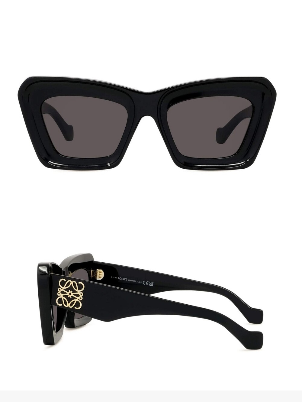 Loewe Glossy Black Angular Cat-Eye Sunglasses